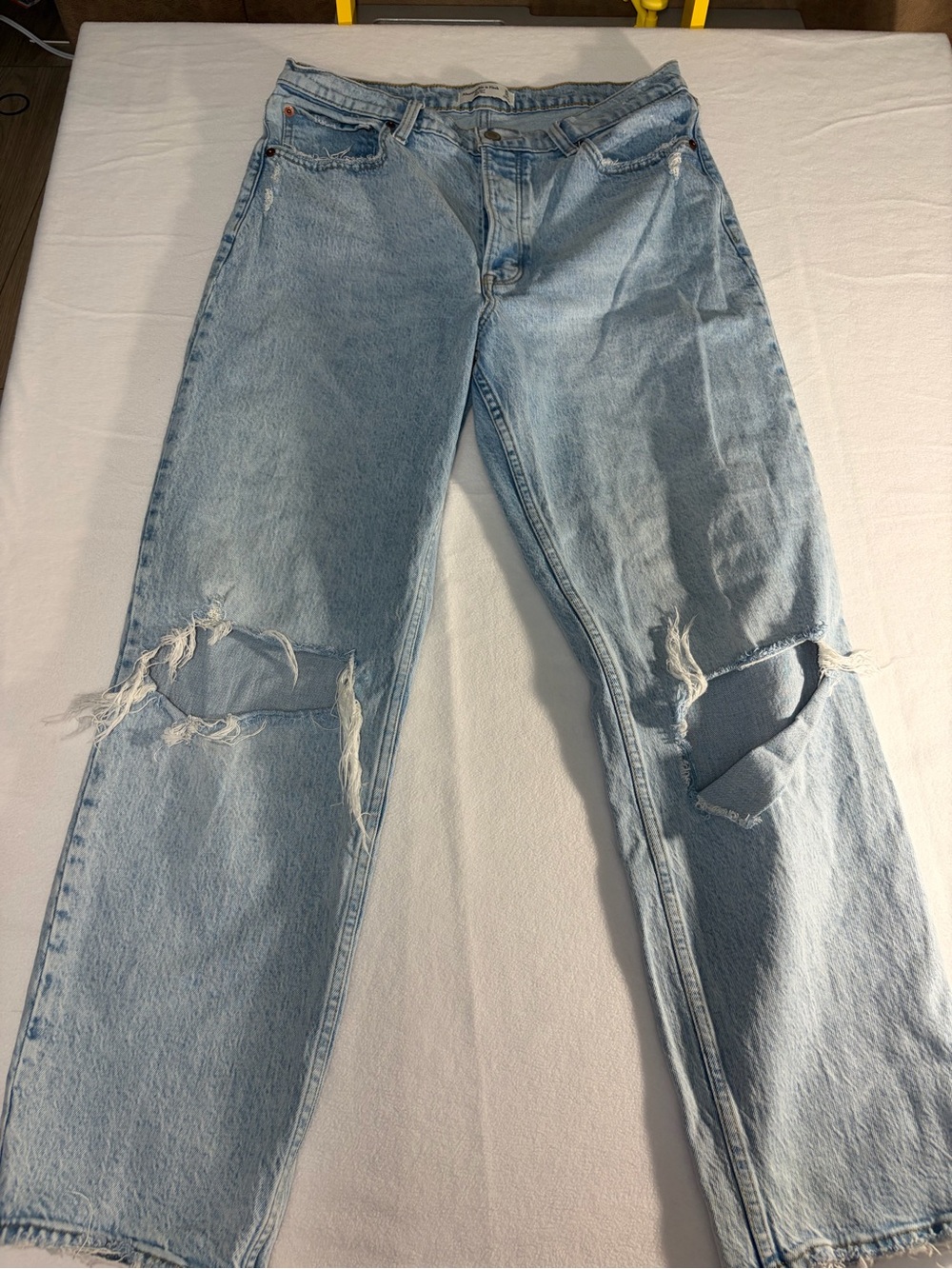 Abercrombie & Fitch Light Wash Distressed Ripped Jeans